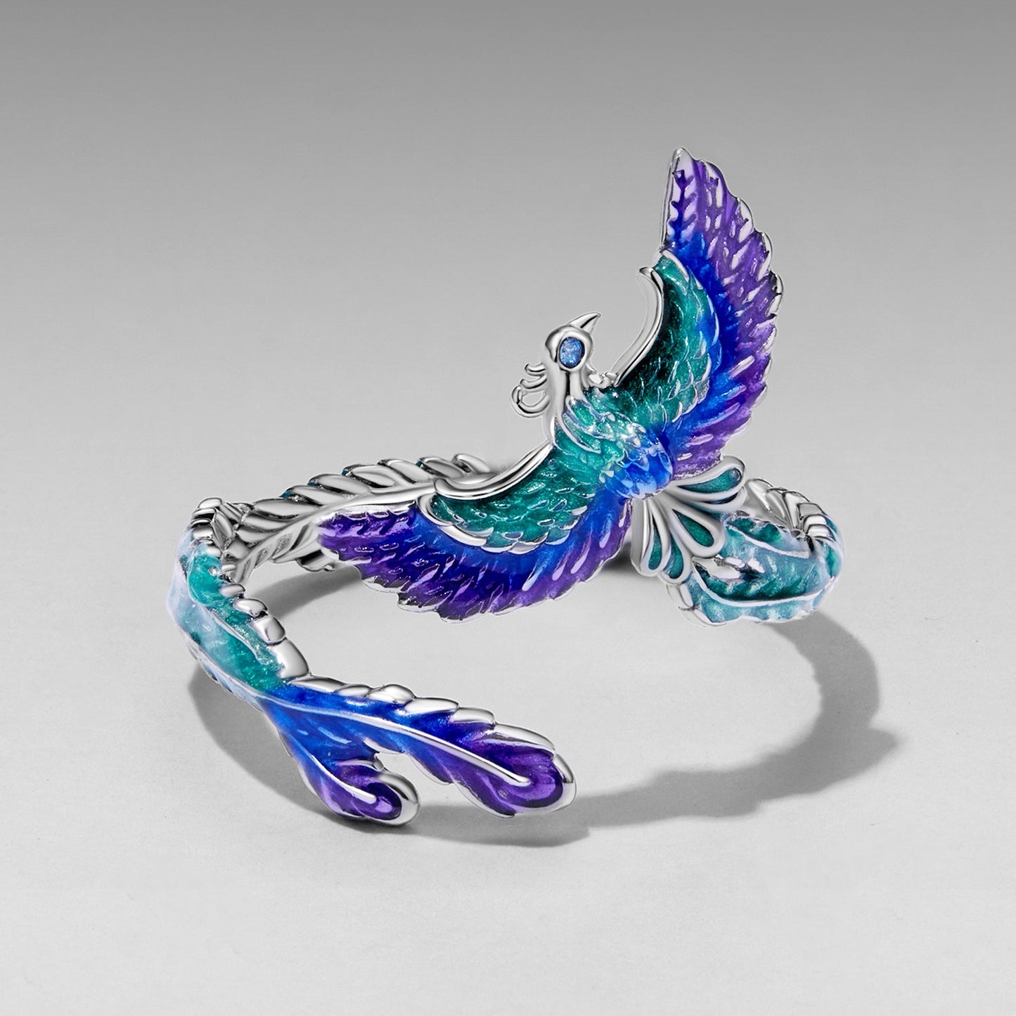 925 Sterling Silver Enamel Adjustable Ring for Women