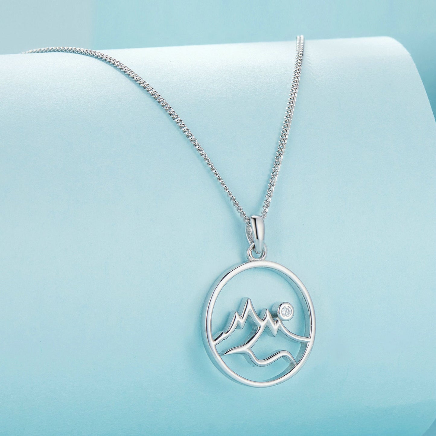 925 Sterling Silver Necklace with Pavé Setting CZ 21*16mm Pendant