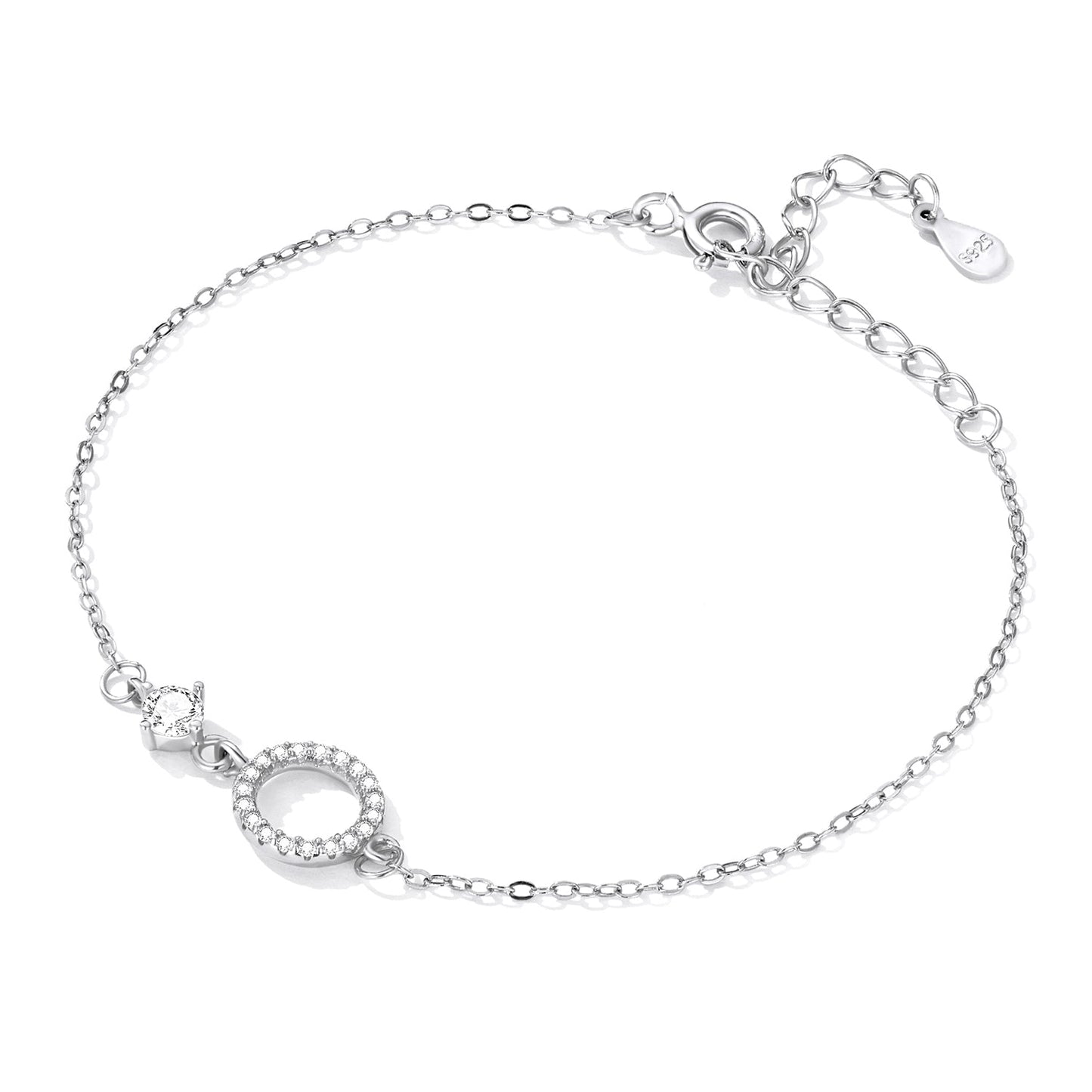 925 Sterling Silver Adjustable Bracelet with Pavé Set CZ for Women