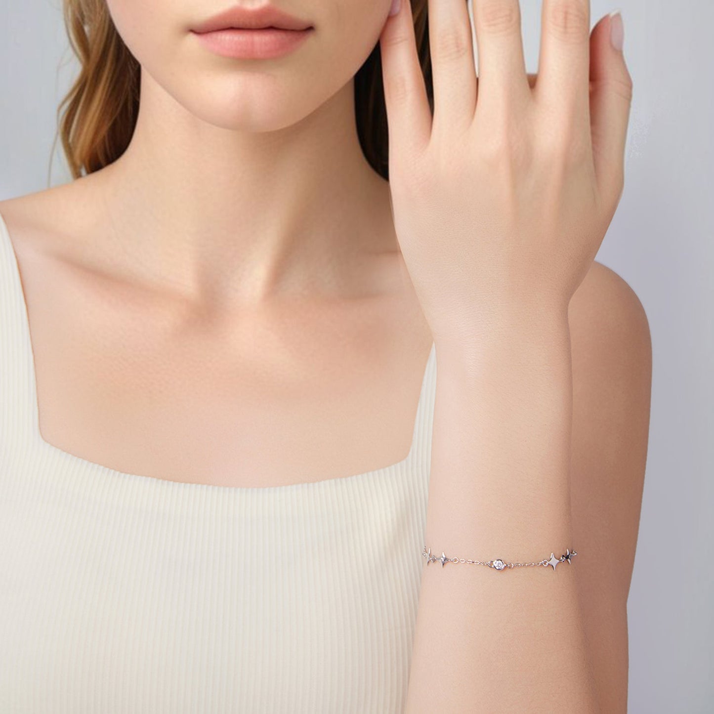 925 Sterling Silver 15+6cm Pavé Setting CZ Bracelet for Women