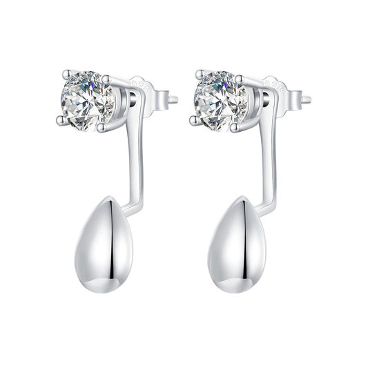 925 Sterling Silver Plated White Gold Earrings with Pavé Setting CZ