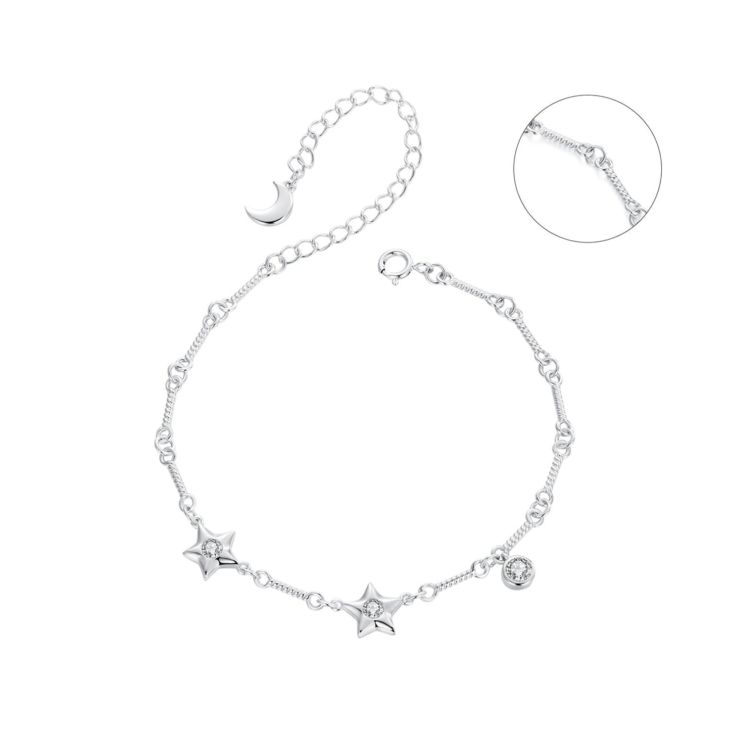 925 Sterling Silver White Gold Plated CZ Bracelet for Women