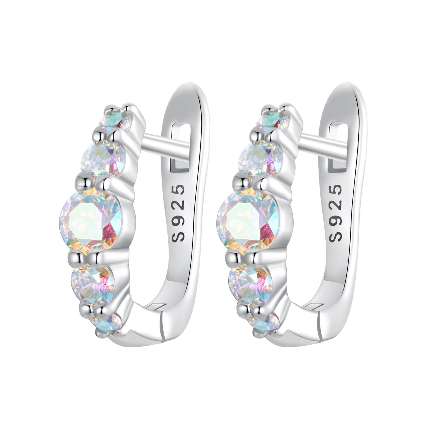 925 Sterling Silver Earrings with CZ in Pavé Setting, 12x3mm, for Women