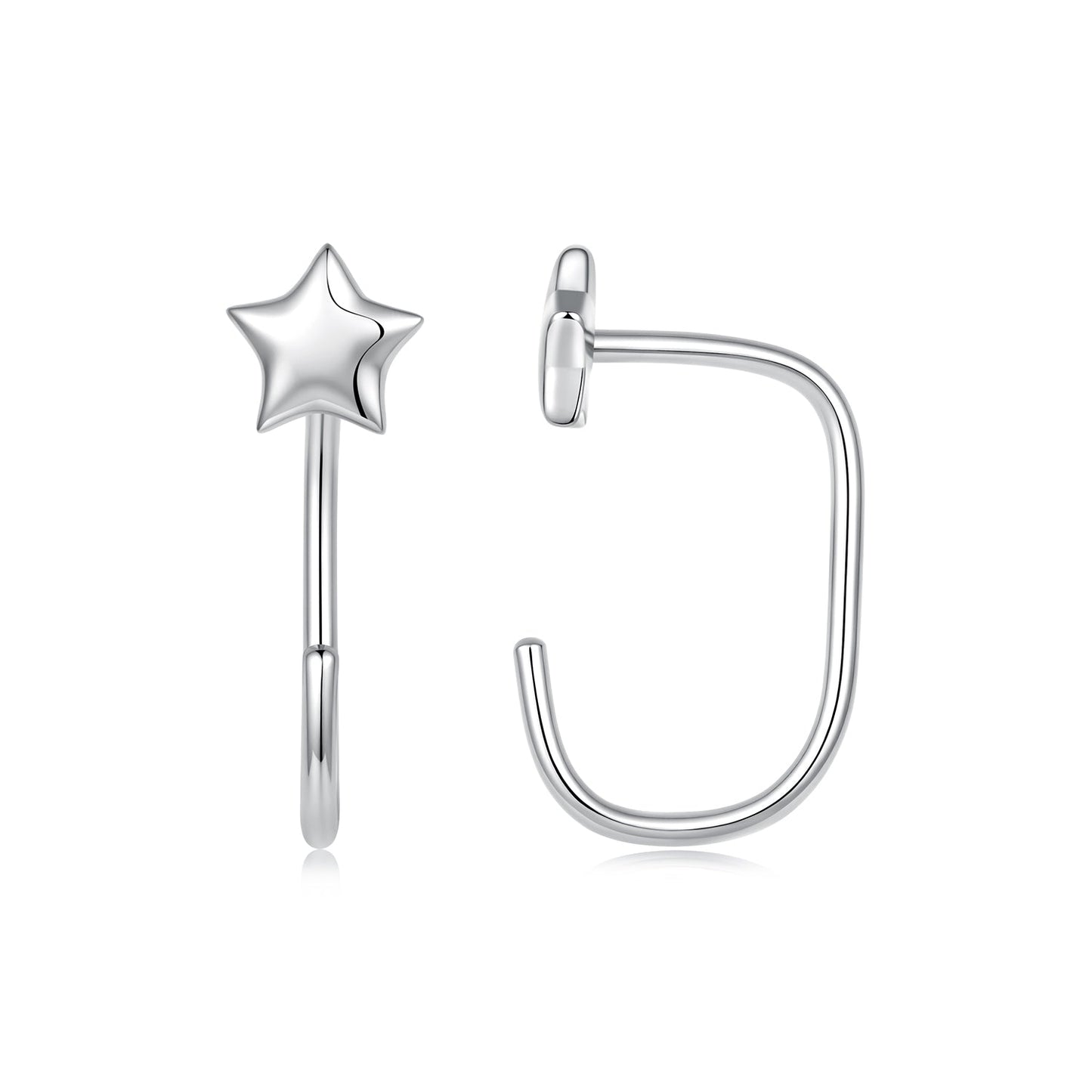 925 Sterling Silver Brass Earrings with White Gold Plating 1.4cm for Women