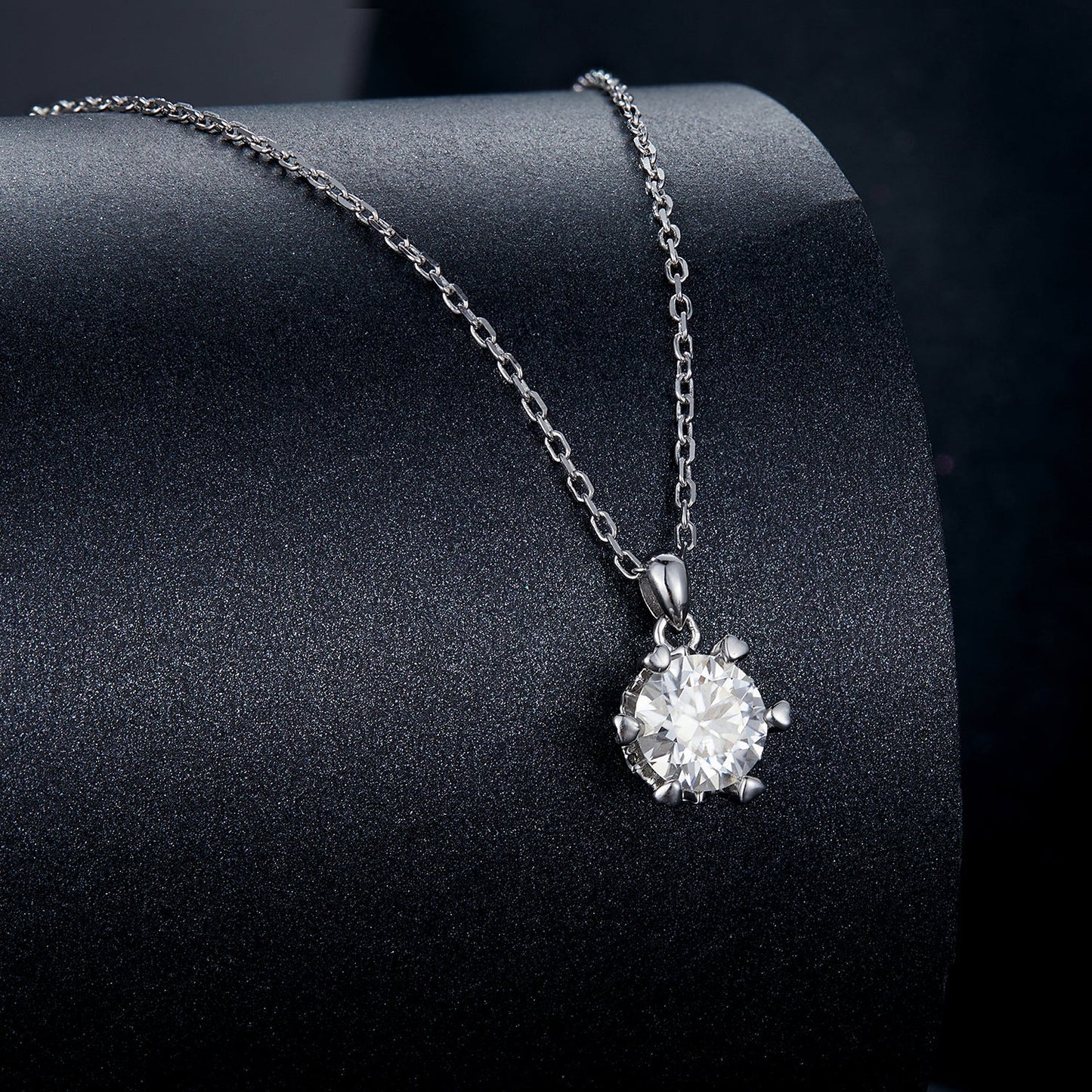 925 Sterling Silver Moissanite Necklace 39cm+5cm Length for Women
