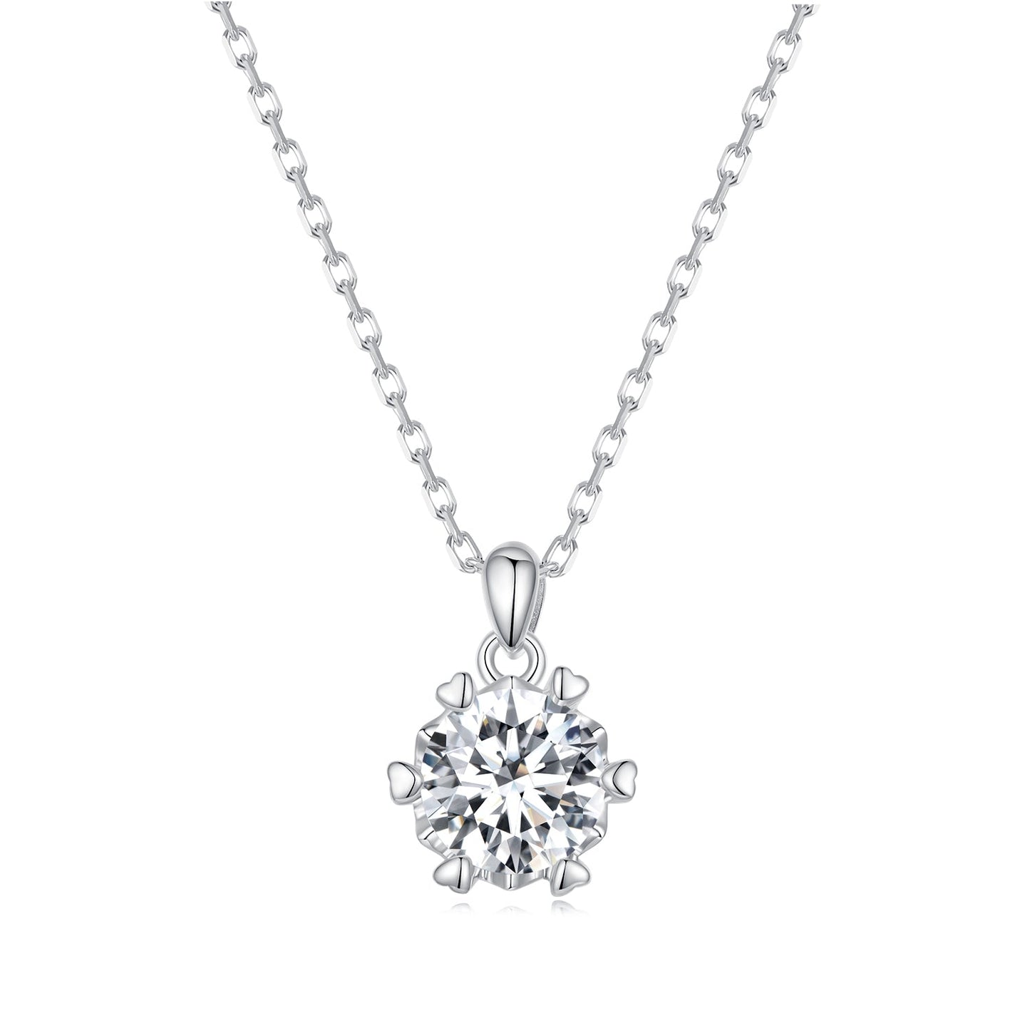 925 Sterling Silver Moissanite Necklace 39cm+5cm Length for Women