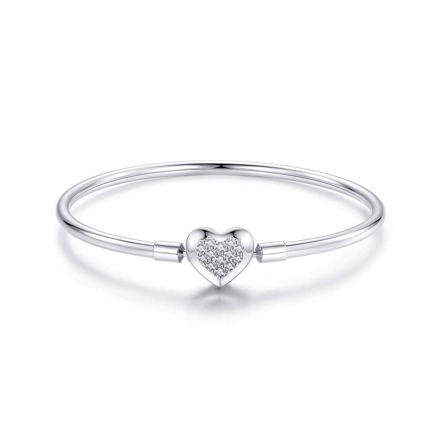925 Sterling Silver White Gold Plated CZ Bracelet for Women - Size 17.0