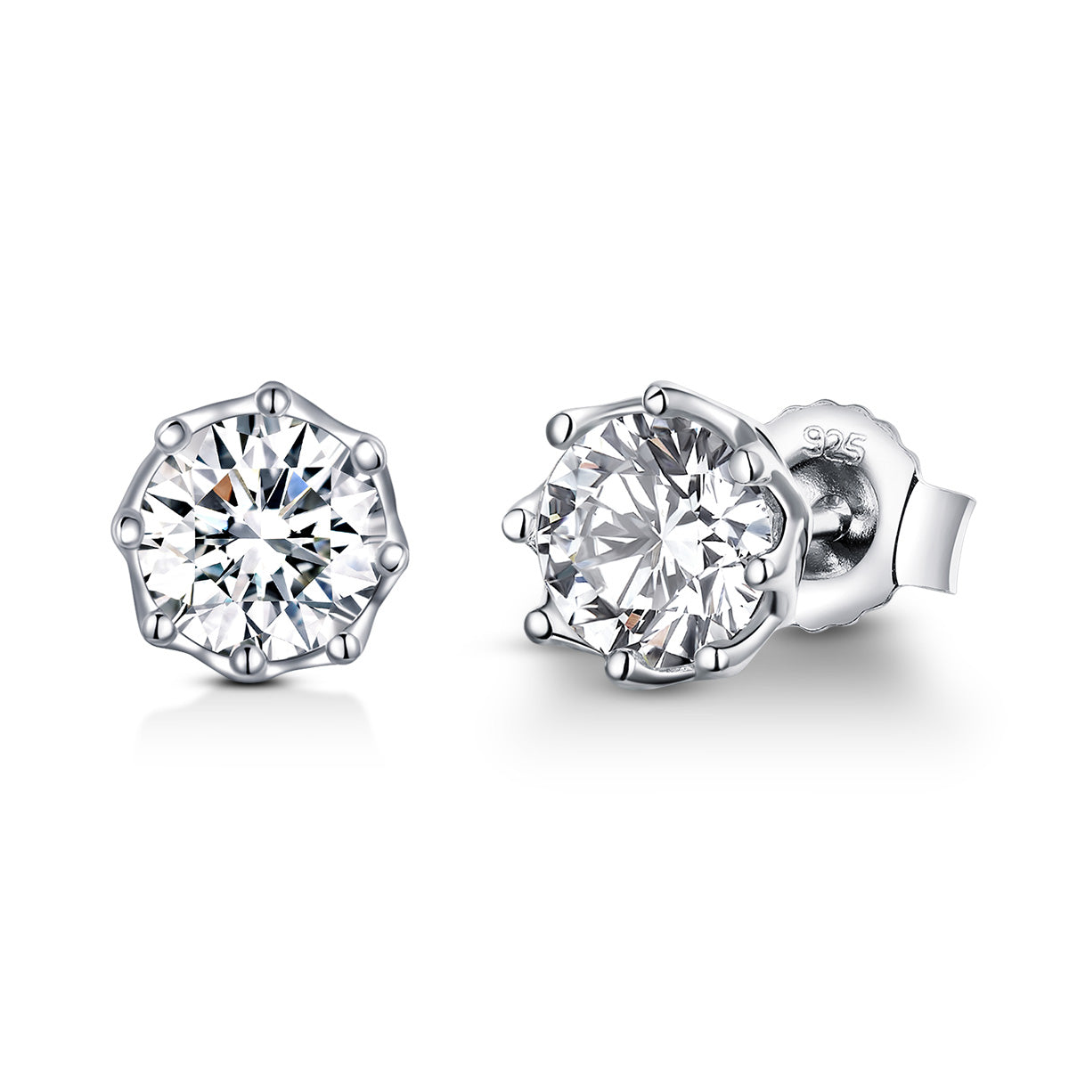 925 Sterling Silver Plated Platinum 0.6cm CZ Earrings