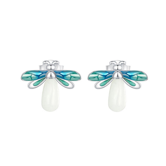 925 Sterling Silver Earrings with Luminous Stone in 10x12mm