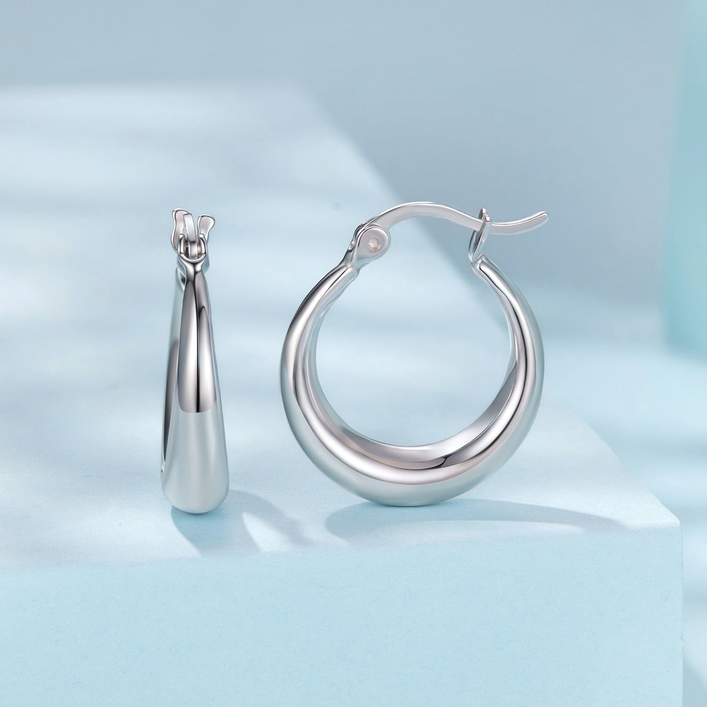 925 Sterling Silver White Gold Plated Earrings 3.0*0.7cm for Women