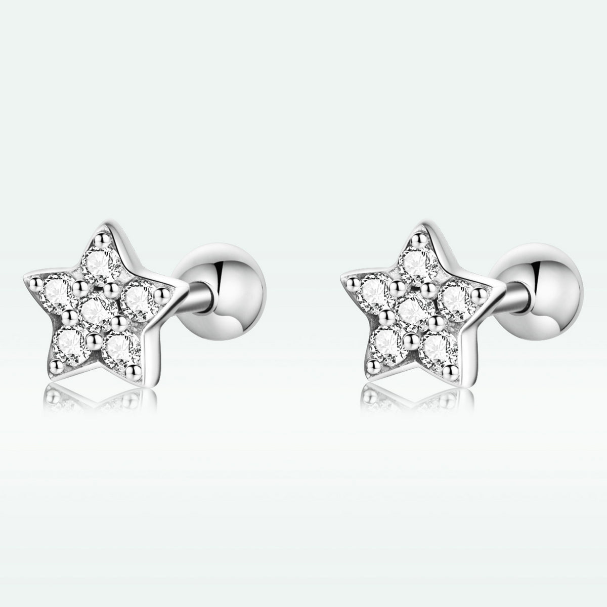 925 Sterling Silver Earrings with Pavé Setting CZ and Platinum Plating - 0.5cm for Women