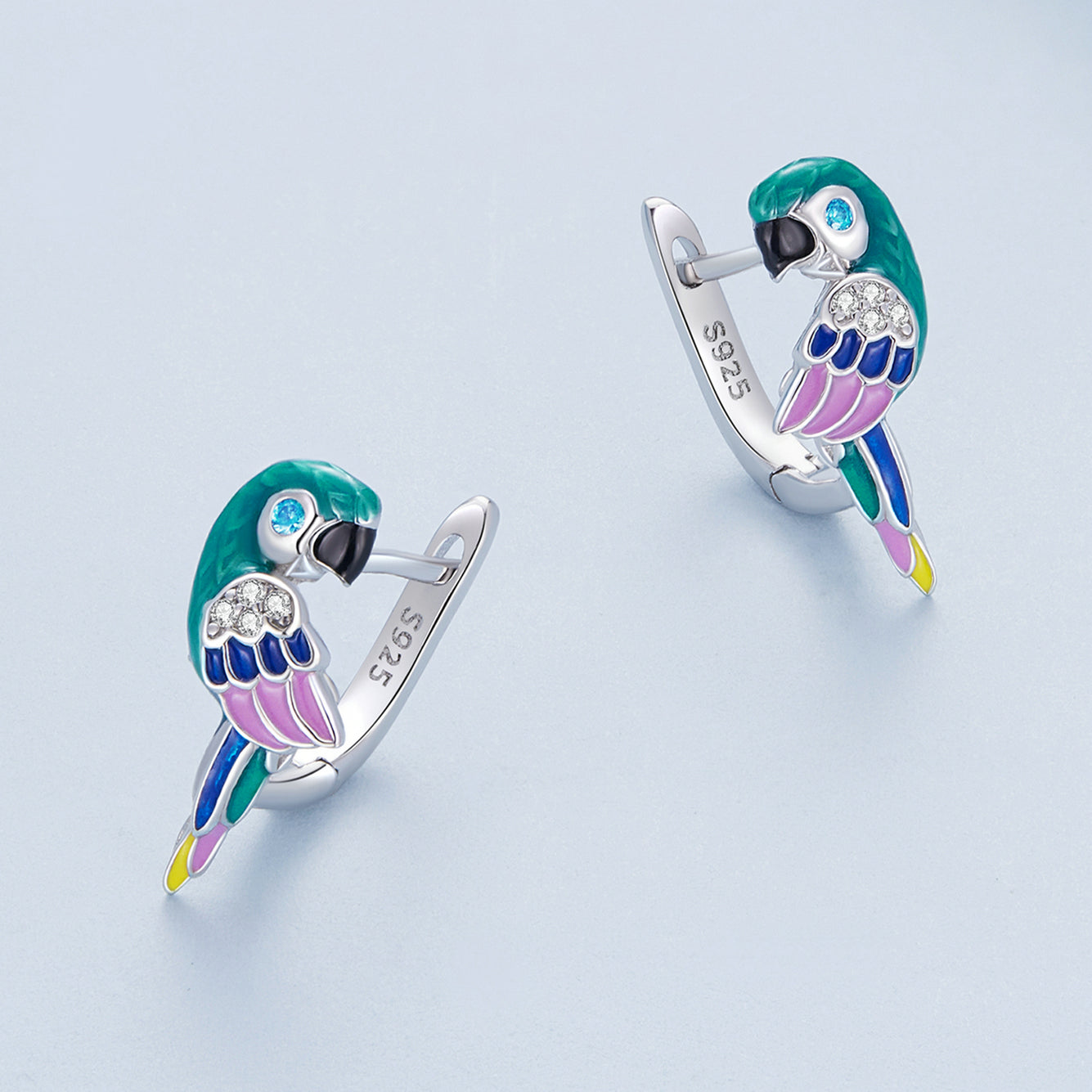 925 Sterling Silver Enamel Crafted Earrings for Women - 16x9mm