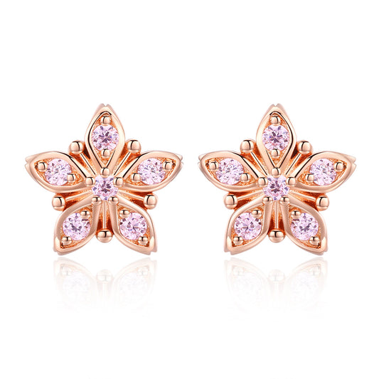 925 Sterling Silver Rose Gold Plated Pavé Setting CZ Earrings