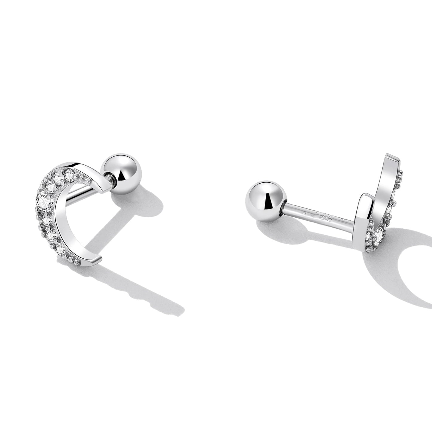925 Sterling Silver Earrings with Pavé Setting CZ, 0.8*0.6cm for Women