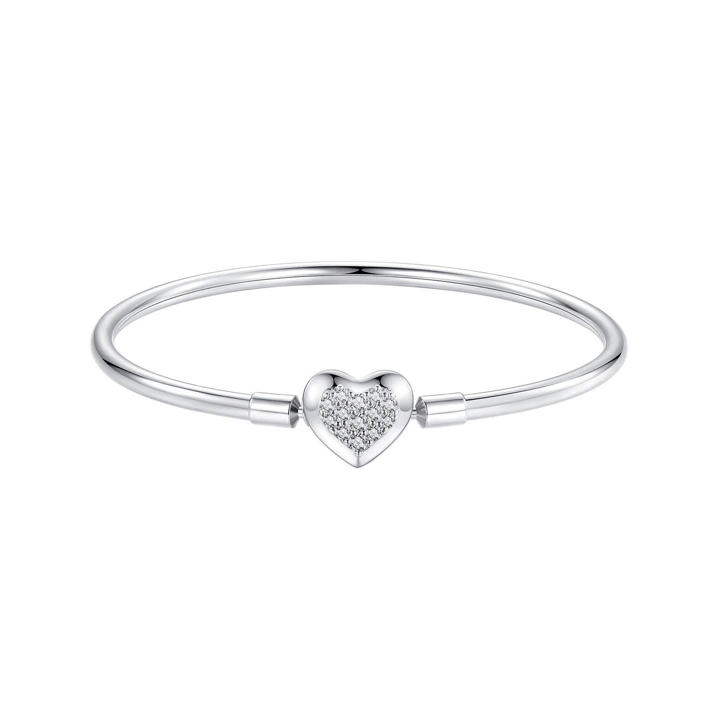 925 Sterling Silver White Gold Plated CZ Bracelet for Women - Size 17.0