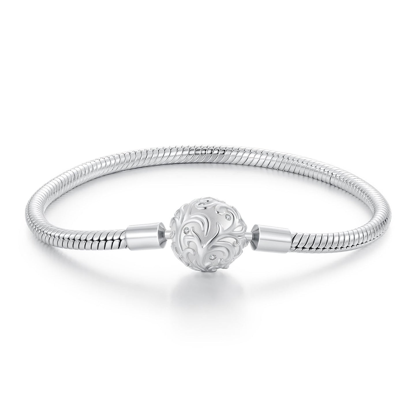 925 Sterling Silver White Gold Plated 17cm CZ Pavé Bracelet for Women