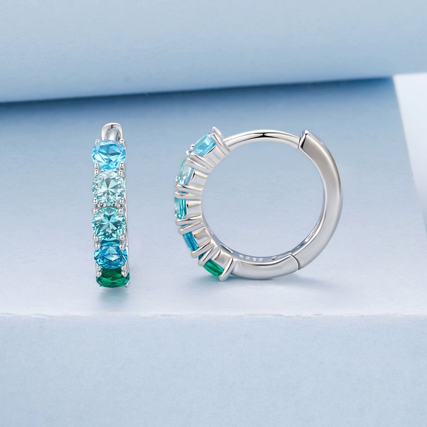 925 Sterling Silver Earrings with White Gold Plating and CZ for Women