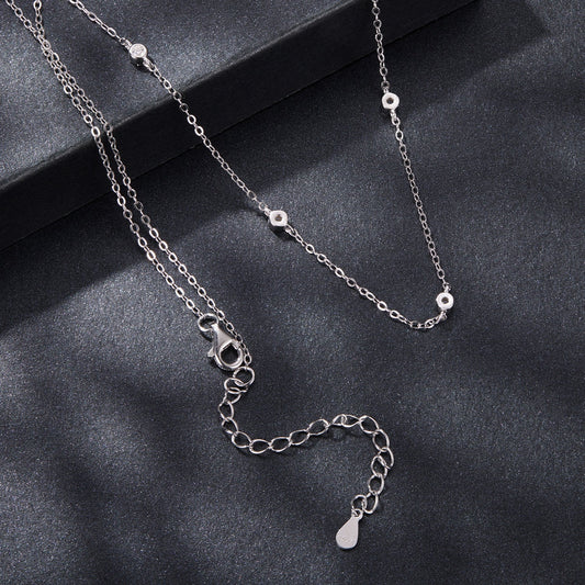 925 Sterling Silver White Gold Plated Adjustable Moissanite Necklace for Women