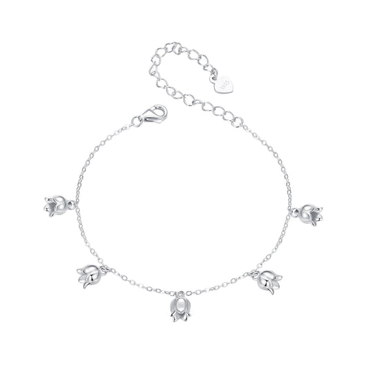 925 Sterling Silver Plated White Gold 12x41mm Pendant Bracelet