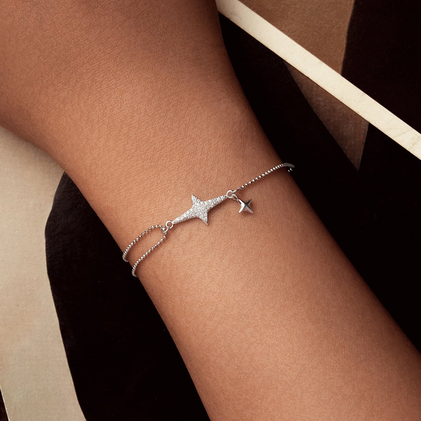 925 Sterling Silver & White Gold Plated Pave Setting CZ Bracelet 15+6cm
