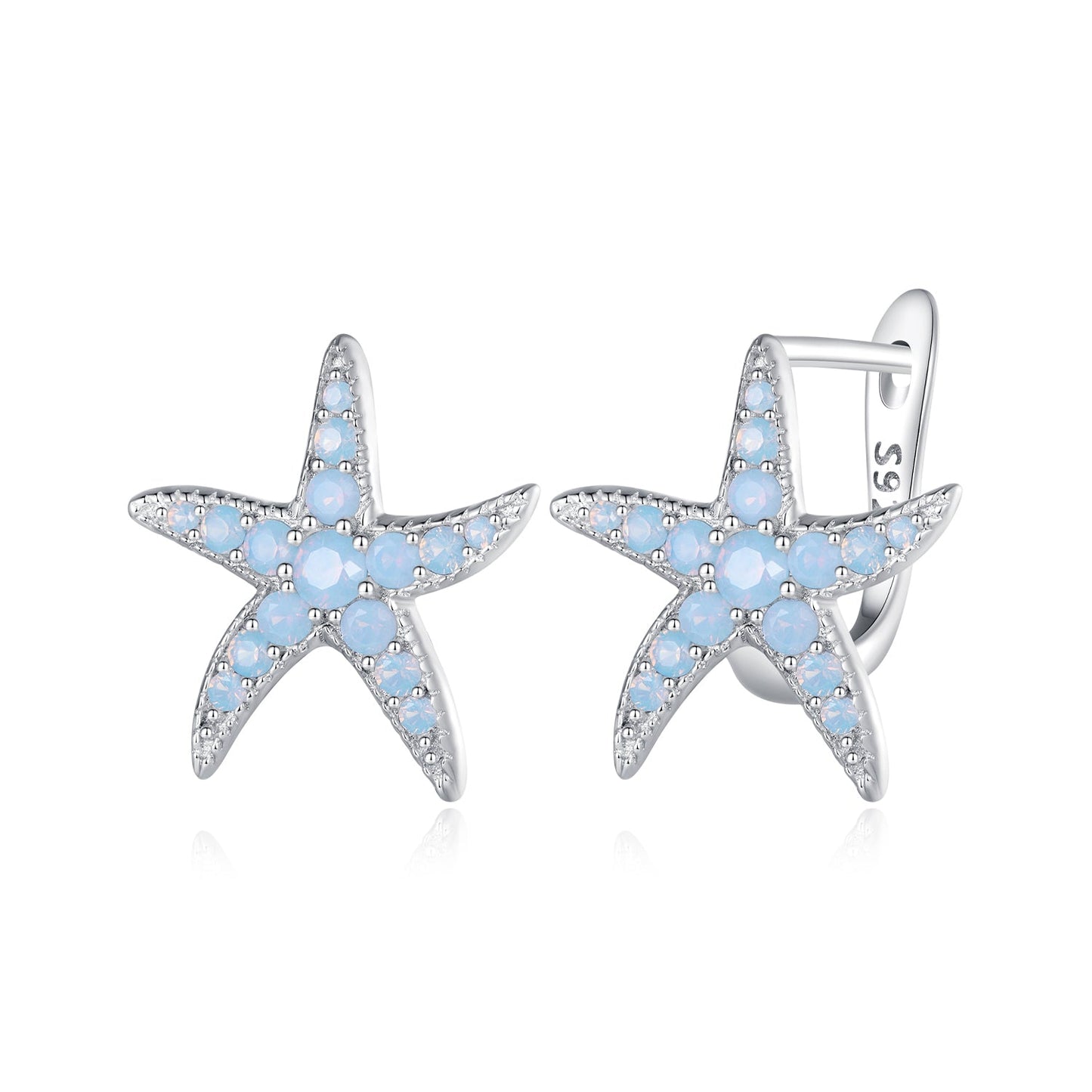 925 Sterling Silver Opal Earrings 15x13mm for Women