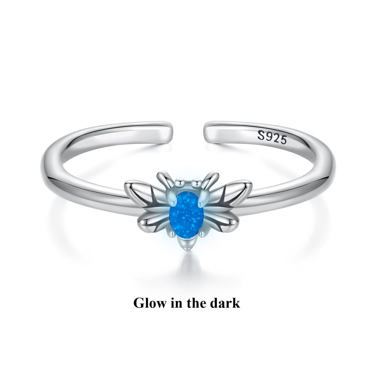 925 Sterling Silver Pendant with Luminous Stone - Oxidized Silver, For Rings