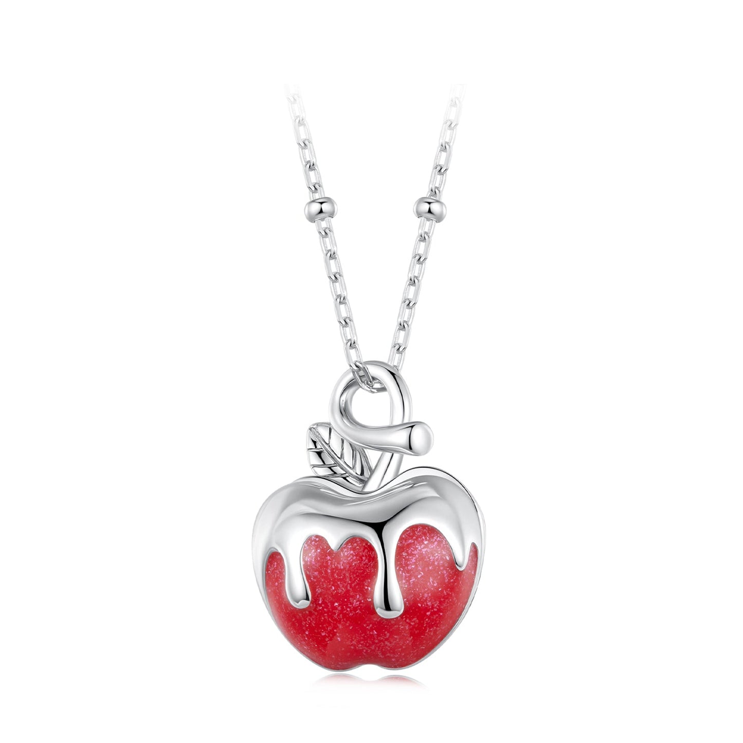 925 Sterling Silver White Gold Plated Enamel Necklace 40+5cm for Women