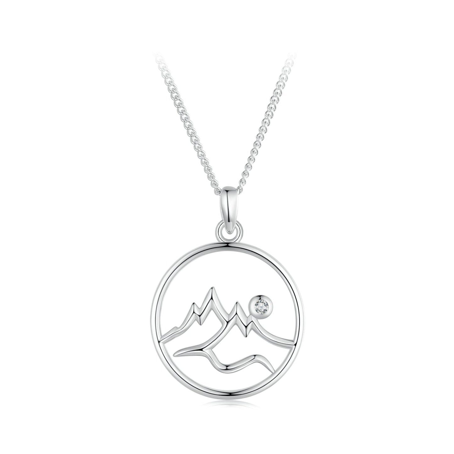 925 Sterling Silver Necklace with Pavé Setting CZ 21*16mm Pendant
