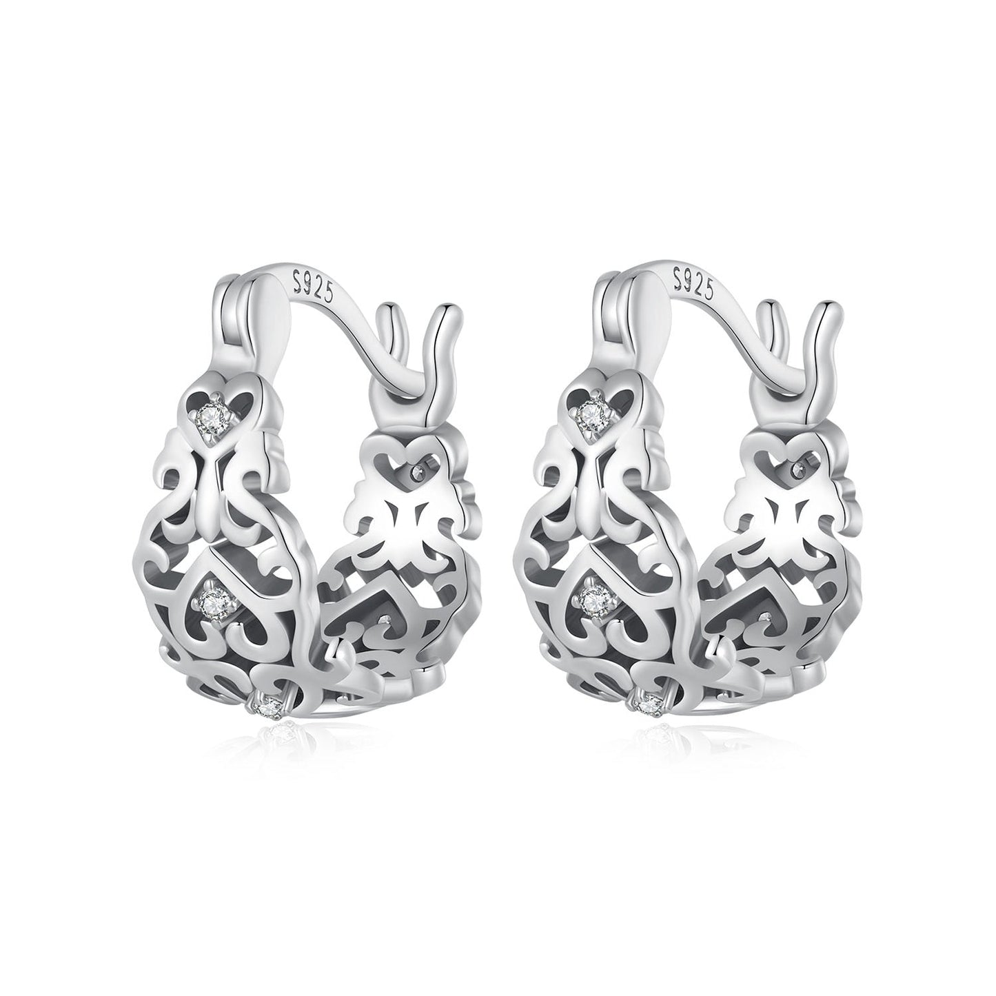 925 Sterling Silver Earrings with Pavé Setting CZ