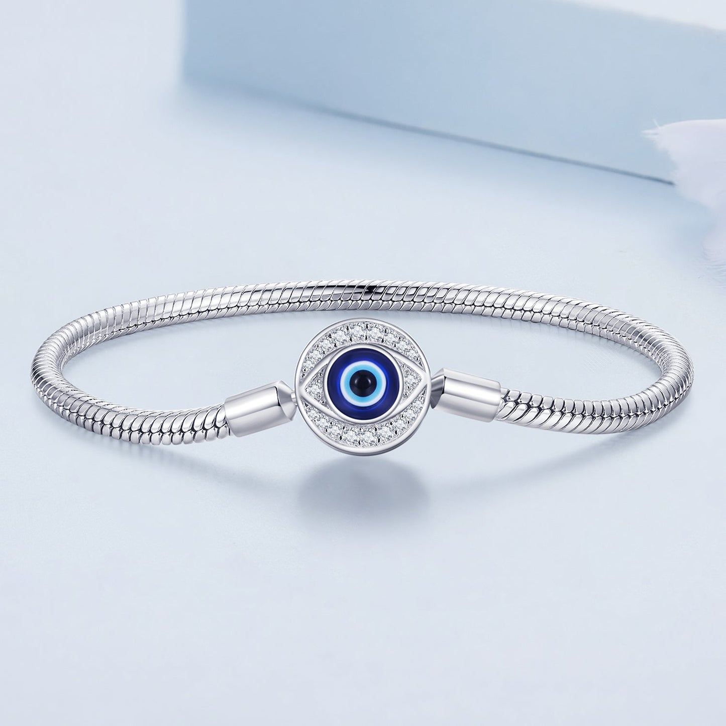925 Sterling Silver Bracelet with CZ & Resin, Size 17.0