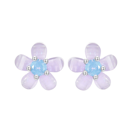 925 Sterling Silver Opal 8mm Earrings for Women