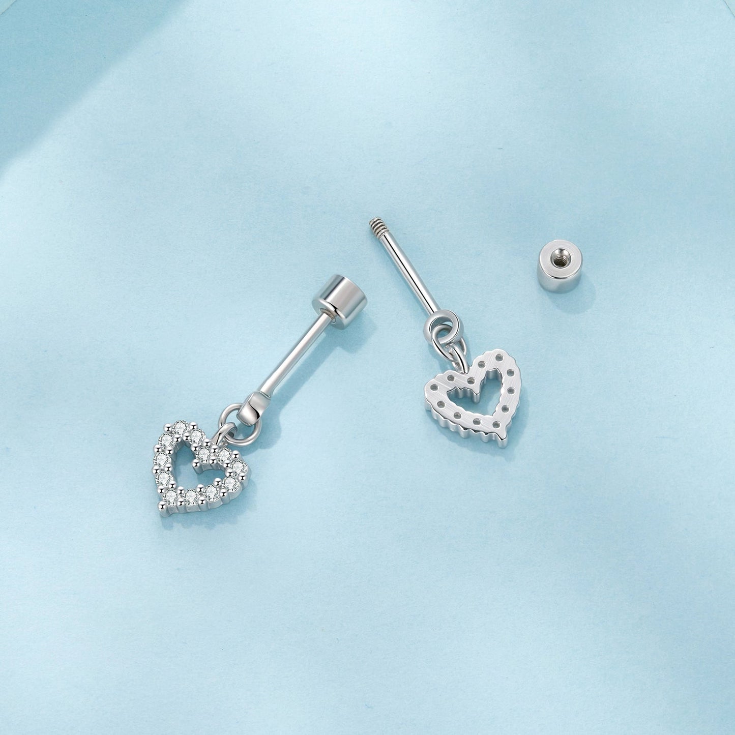 925 Sterling Silver White Gold Plated Pavé CZ Earrings