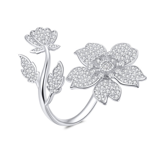 925 Sterling Silver Plated Platinum Pavé Setting CZ 0.2cm Ring