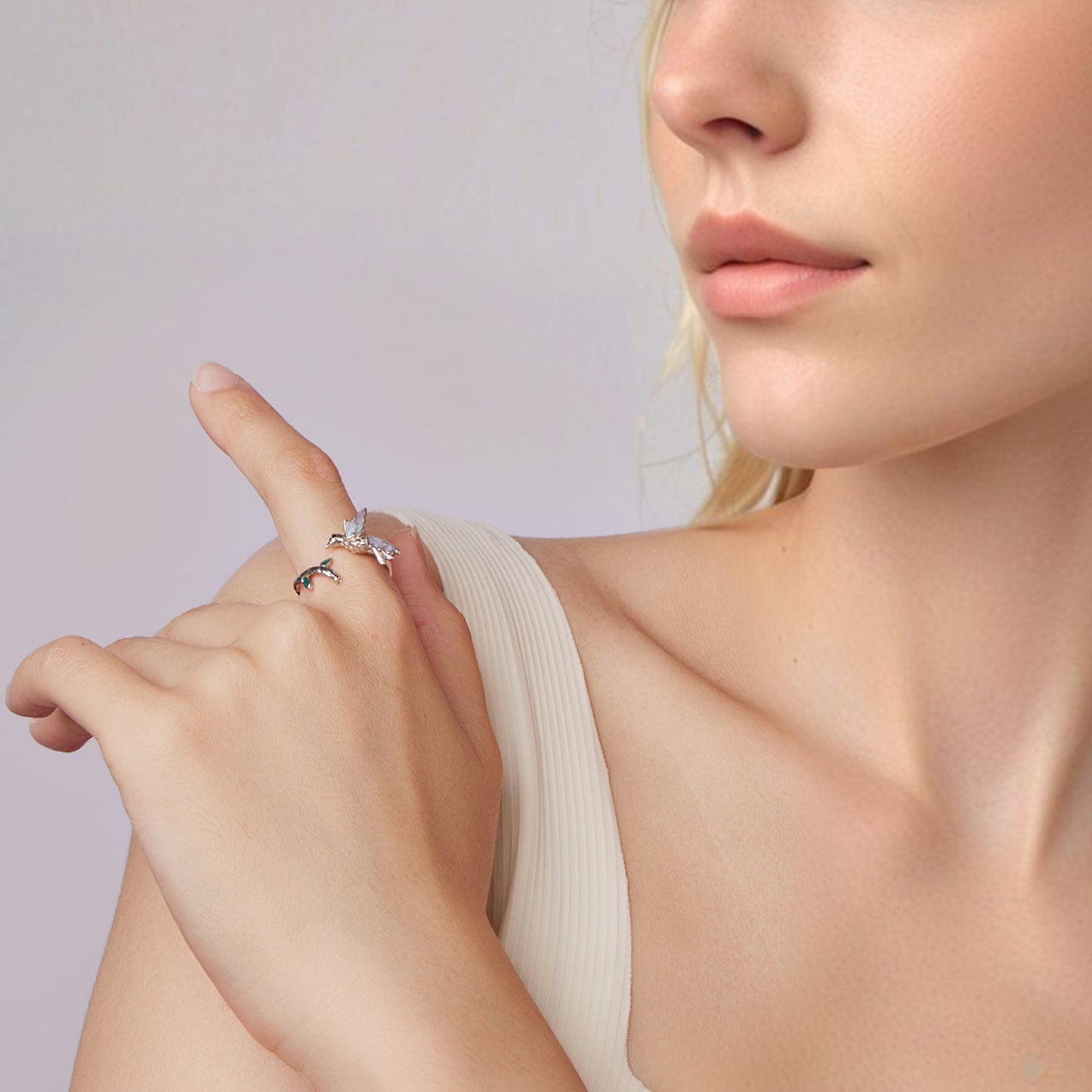 925 Sterling Silver Ring with Enamel and Oxidized Finish in Style E for Women