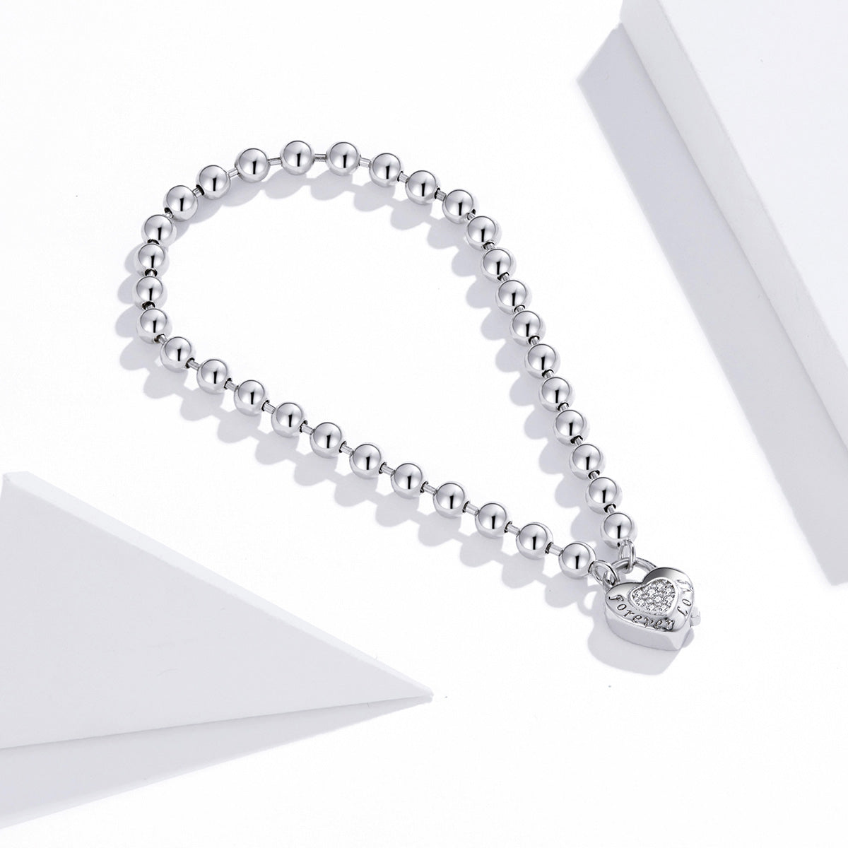 925 Sterling Silver Bracelet with Pavé Setting CZ and Platinum Plating, 17cm for Women