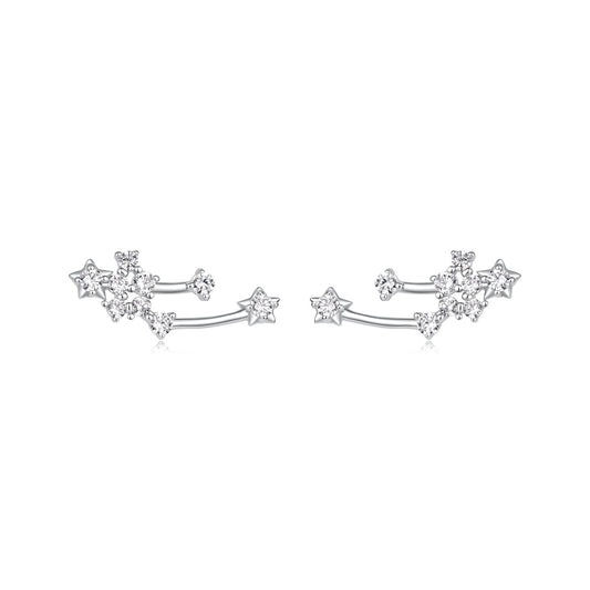 925 Sterling Silver & Brass White Gold Plated Earrings with CZ for Women