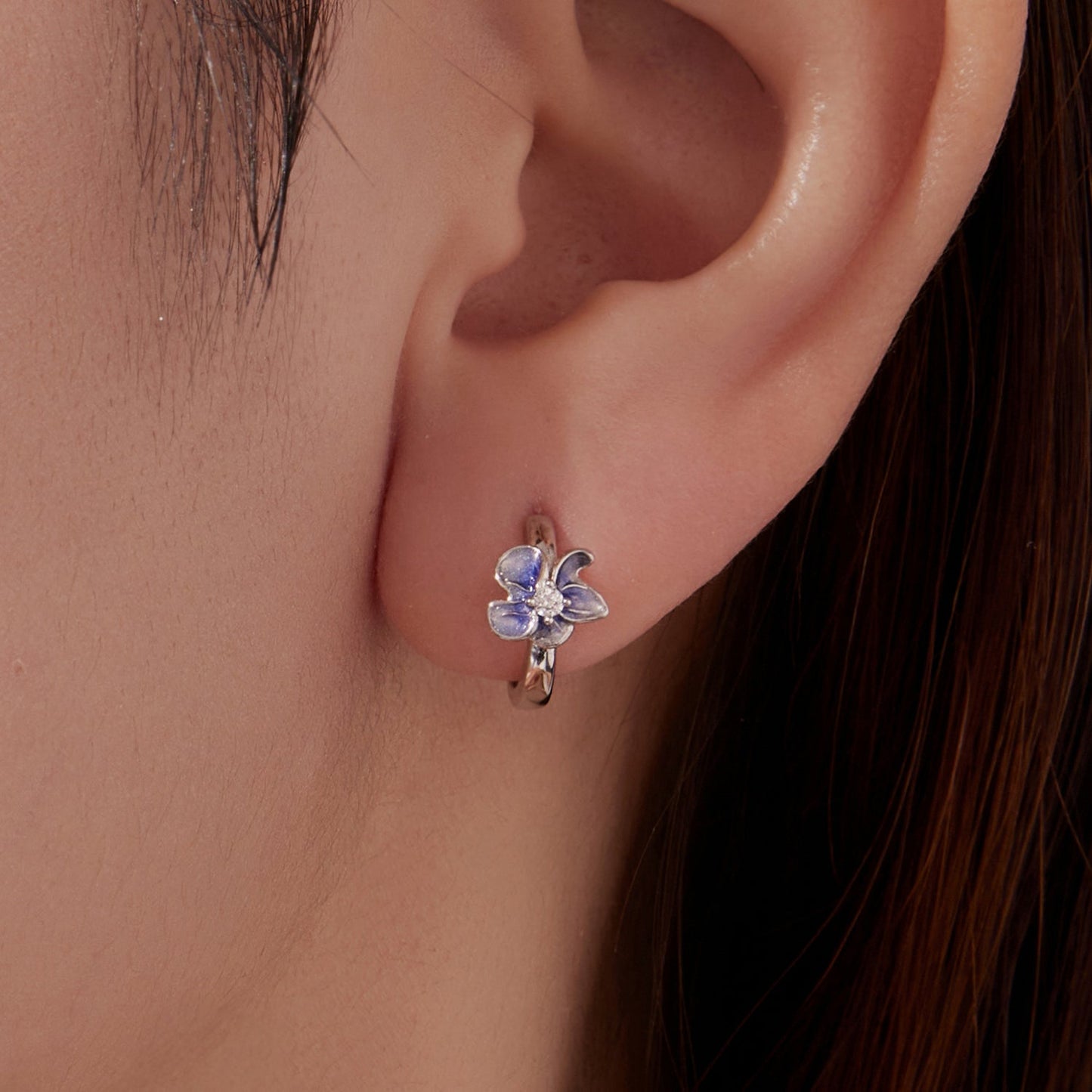 925 Sterling Silver White Gold Plated Enamel CZ Hoop Earrings for Women