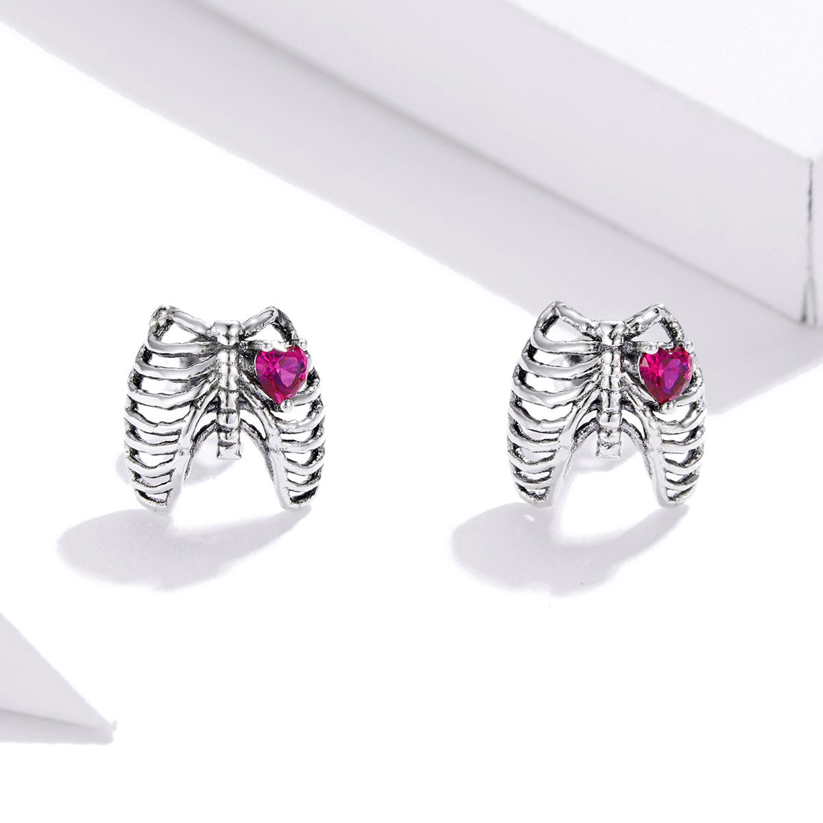 925 Sterling Silver Oxidized Pavé Setting CZ Earrings - 1x1cm for Women