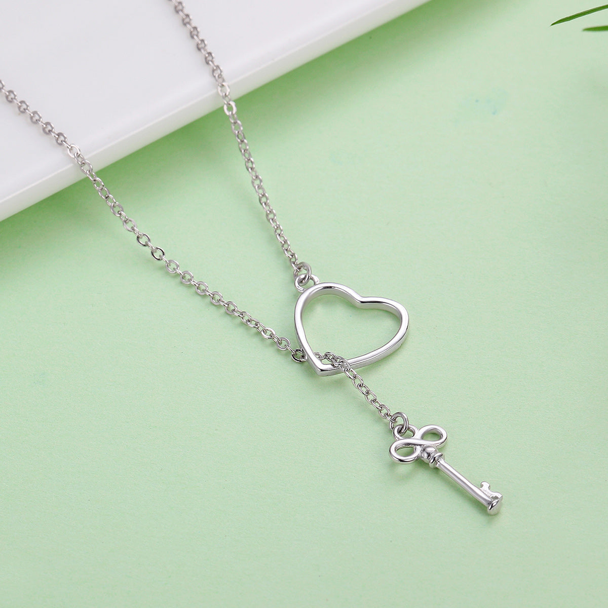 925 Sterling Silver Necklace 55cm with Heart Pendant for Women