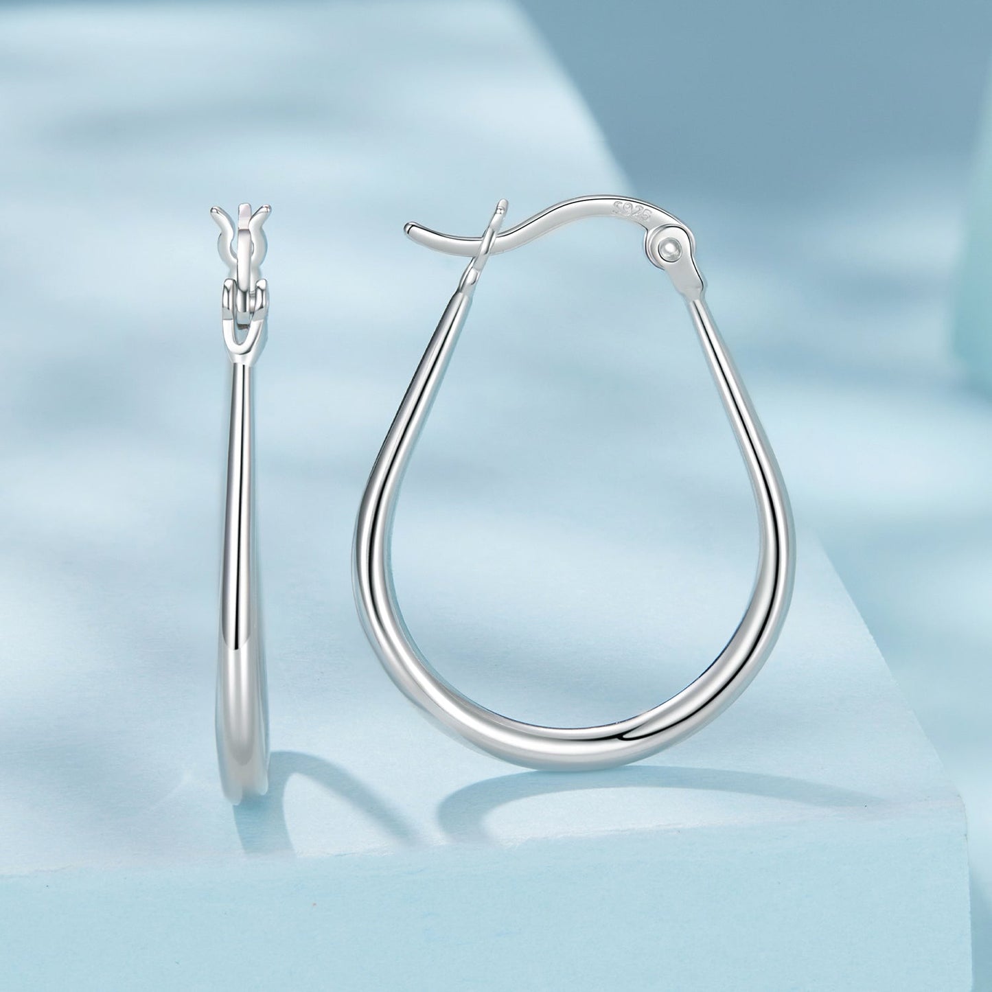 925 Sterling Silver Earrings for Women - 2.9x0.2cm, Plated White Gold, Style L