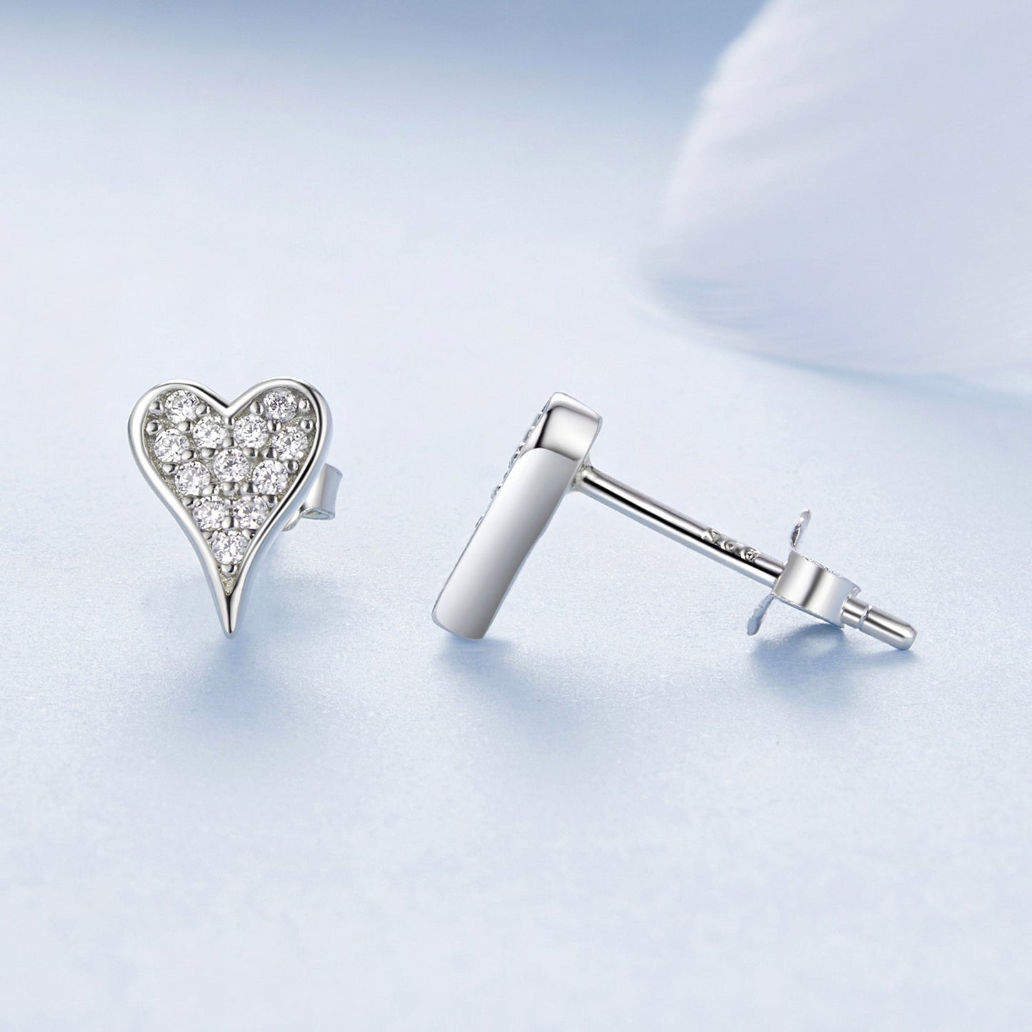 925 Sterling Silver White Gold Plated Pavé CZ Earrings
