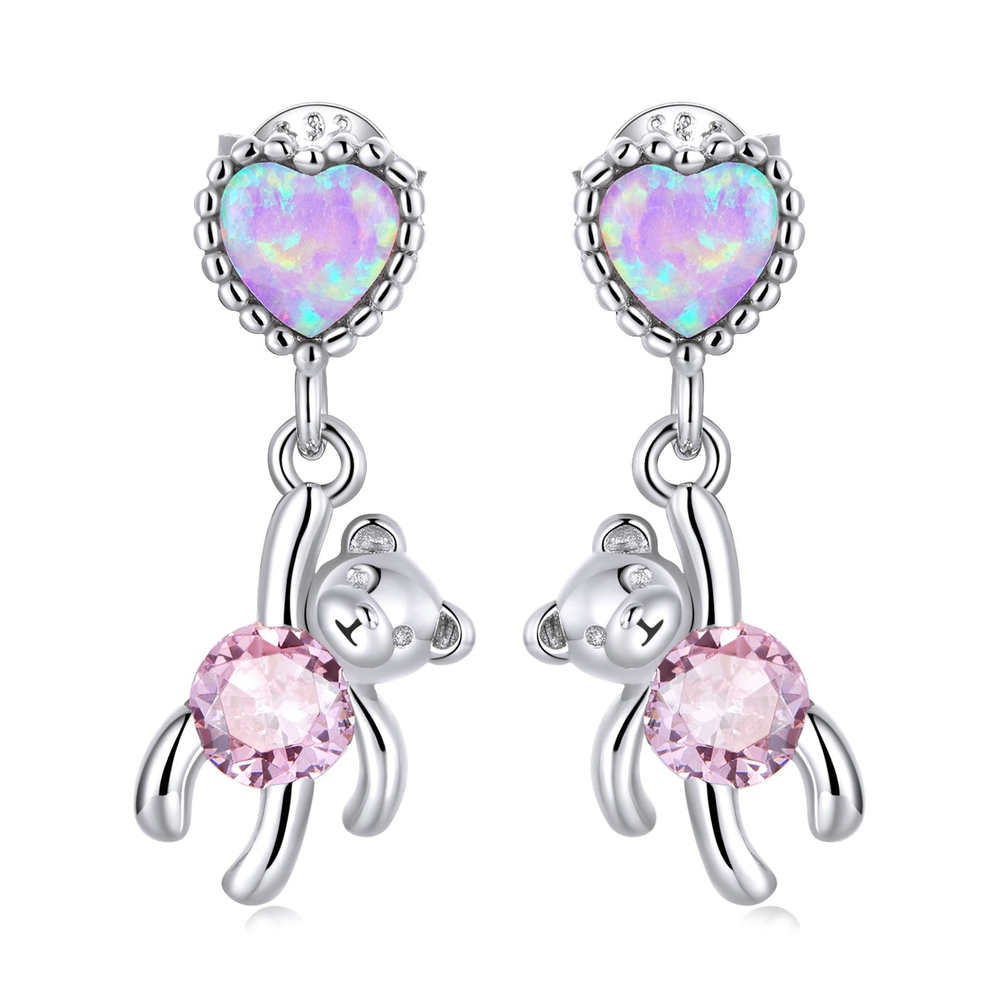 925 Sterling Silver Earrings with Translucent Opal and CZ for Women