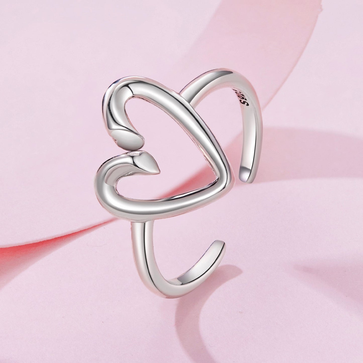 925 Sterling Silver Oxidized Silver Heart Ring for Women