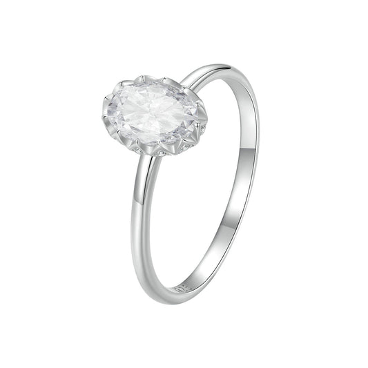 925 Sterling Silver 1.6mm Moissanite 1ct Ring in Size 6 for Women