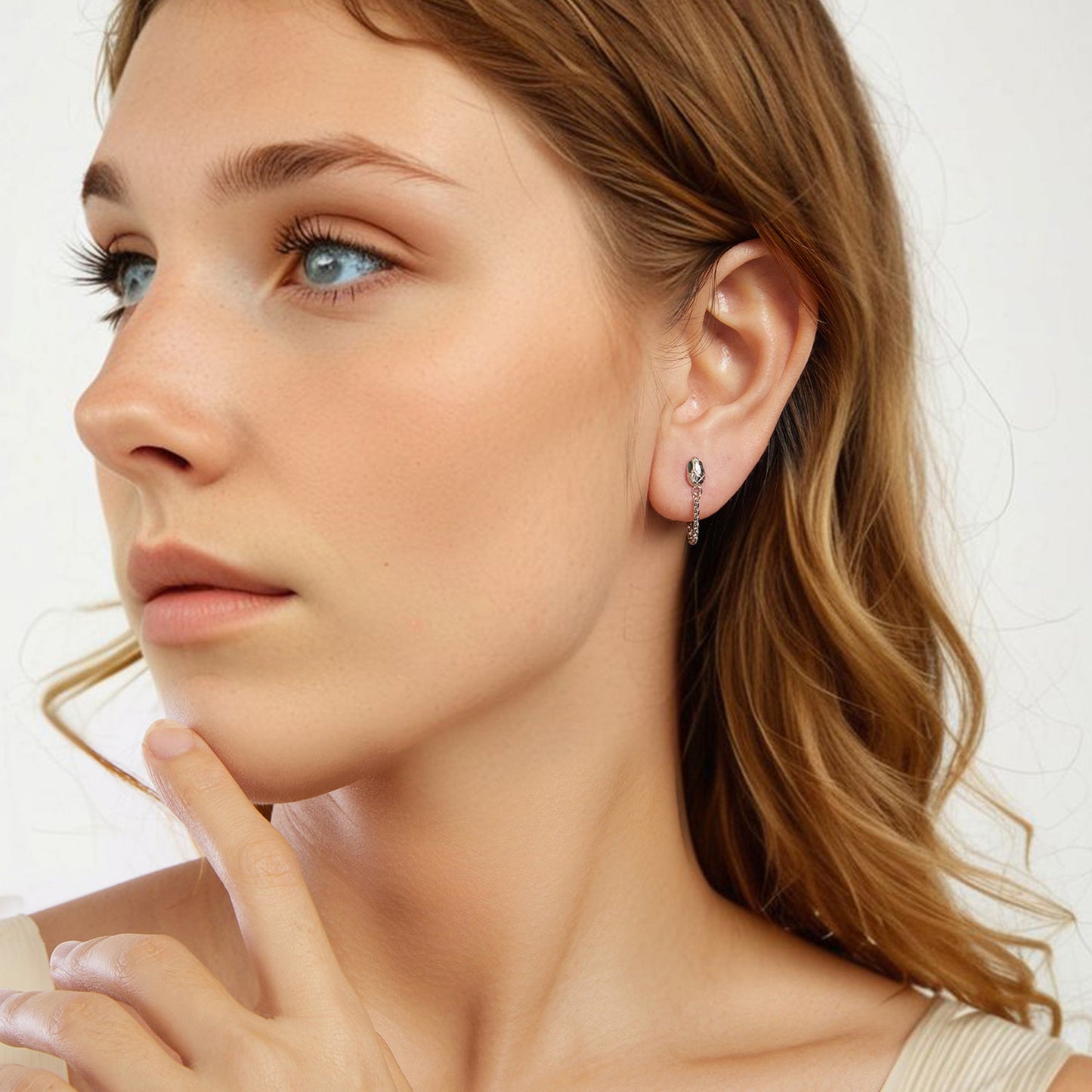 925 Sterling Silver Earrings with CZ in White Gold Plating