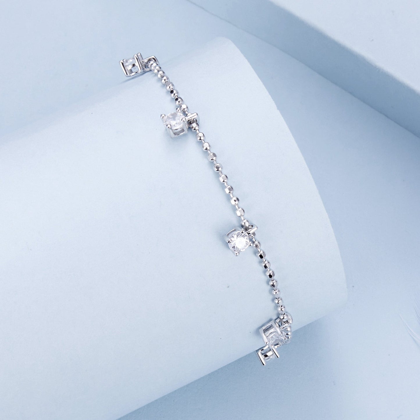 925 Sterling Silver Plated Platinum CZ Bracelet for Women