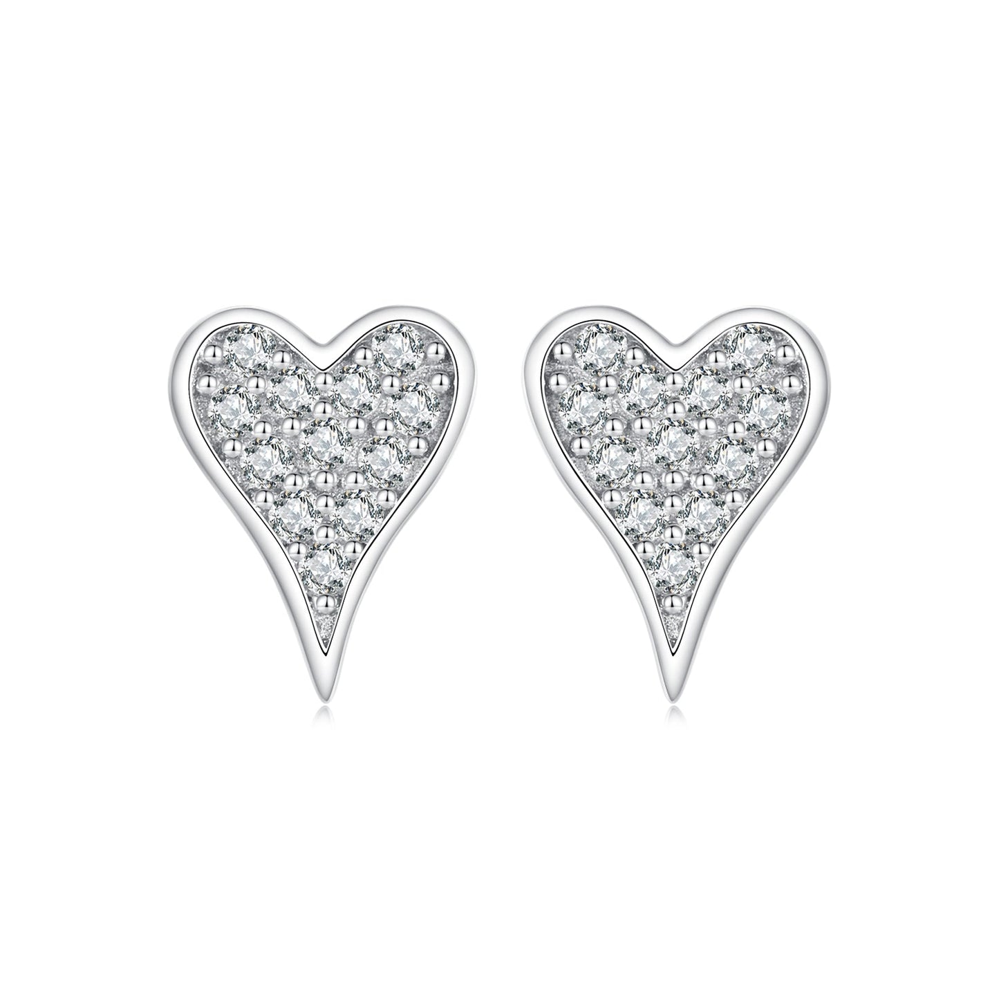 925 Sterling Silver White Gold Plated Pavé CZ Earrings