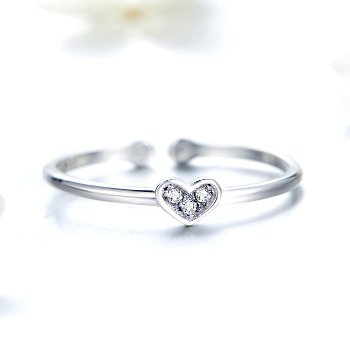 925 Sterling Silver Plated Platinum Pavé Setting CZ Ring
