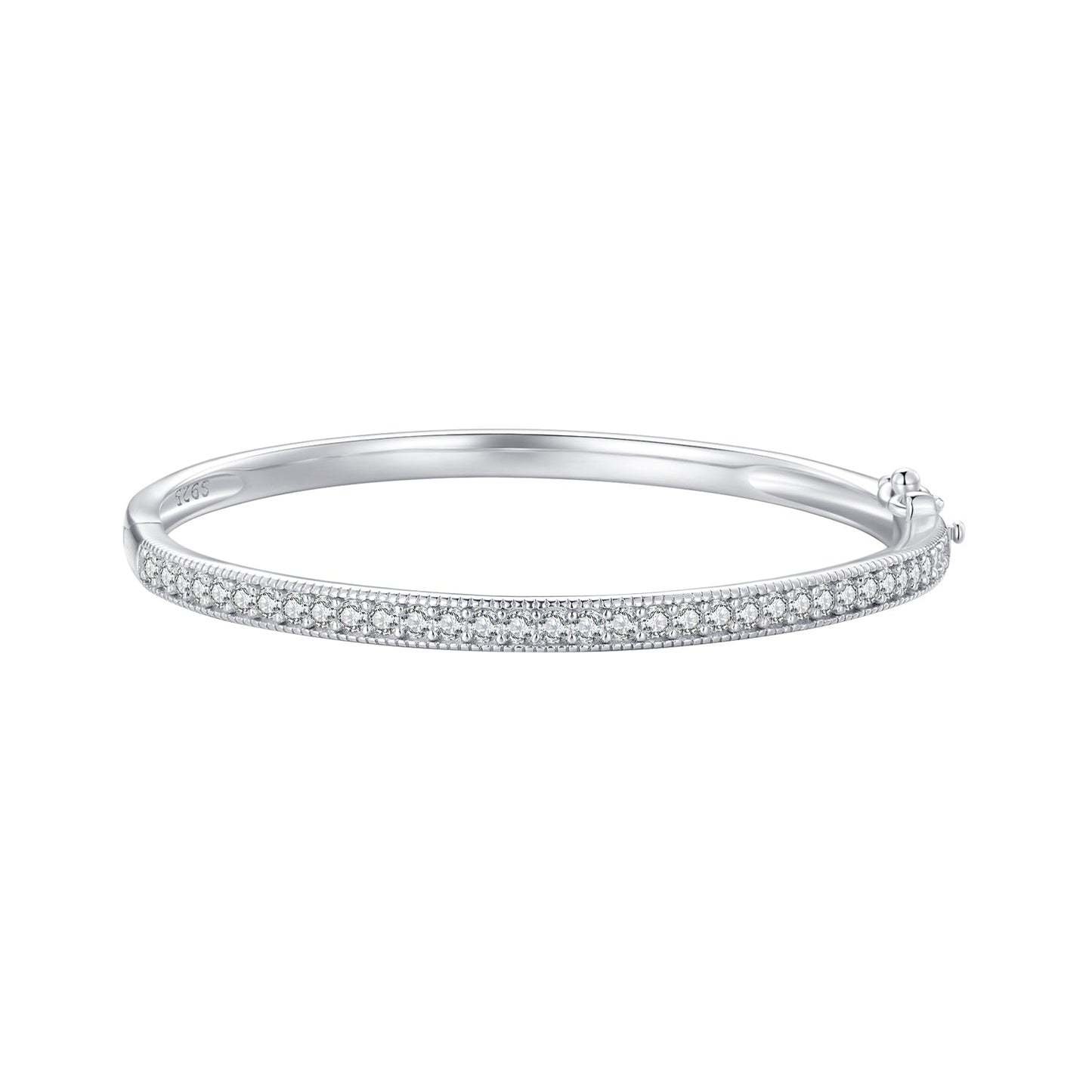 925 Silver & Platinum Pavé Setting CZ Bracelets, Size 17.0 mm for Women