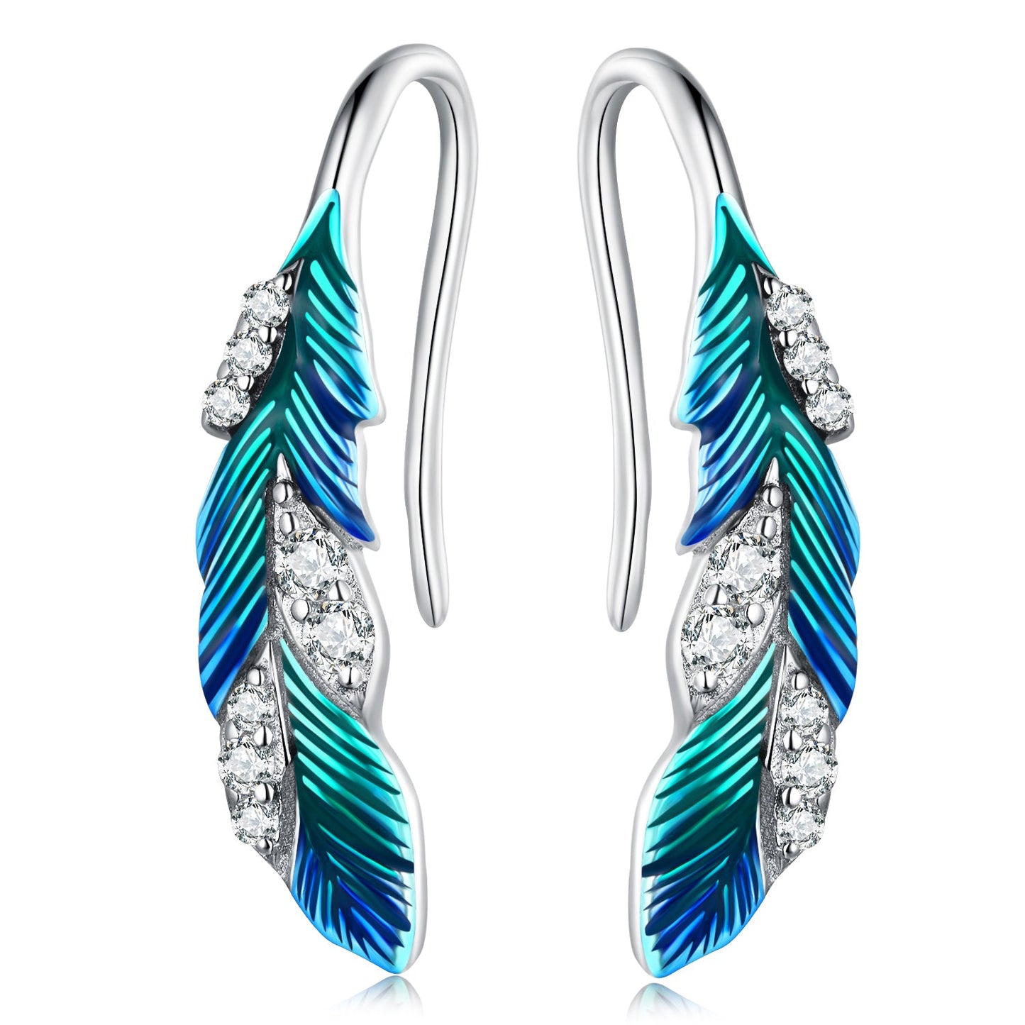 925 Sterling Silver Enamel Finish Pavé CZ Earrings for Women